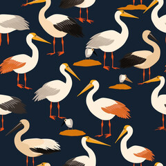 Fototapeta premium A Continuous Repeating Tile Pattern of Minimal Pelicans Design | Generative AI