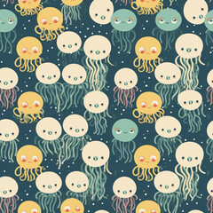 Fototapeta premium A Continuous Repeating Tile Pattern of Minimal Octopuses Design | Generative AI