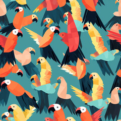 Obraz premium A Continuous Repeating Tile Pattern of Minimal Macaws Design | Generative AI