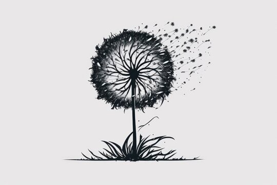 dandelion releasing its seeds into the air. Generative AI