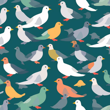 A Continuous Repeating Tile Pattern of Minimal Pigeons Design | Generative AI
