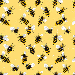 A Continuous Repeating Tile Pattern of Minimal Bees Design | Generative AI