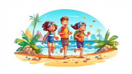 Obraz na płótnie Canvas children on the beach 