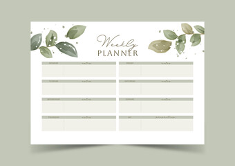 Weekly planner, bullet journal planner template, vector illustration