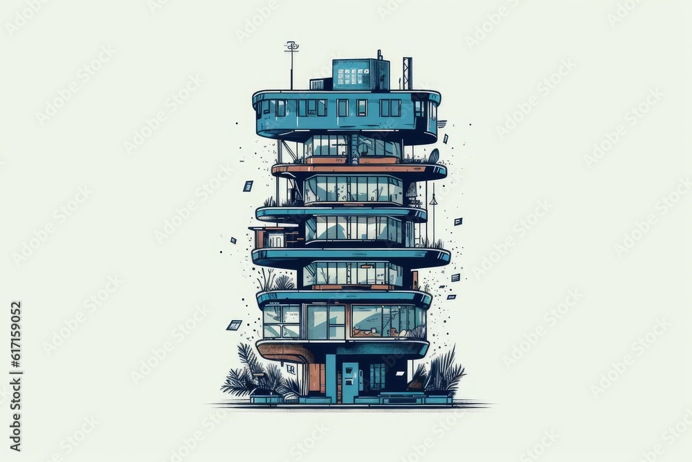 Aufkleber skyscraper with multiple windows on its facade