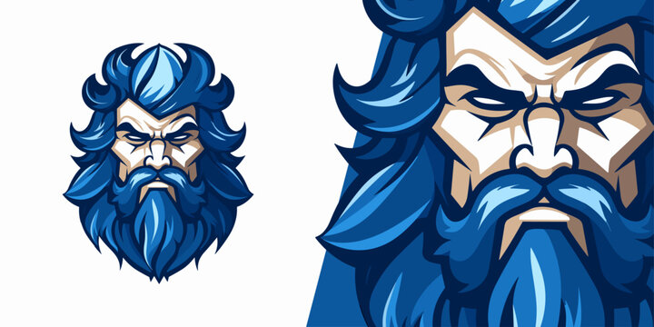 Majestic God Zeus Logo: Dynamic Illustration for Competitive Sport and E-Sport Teams