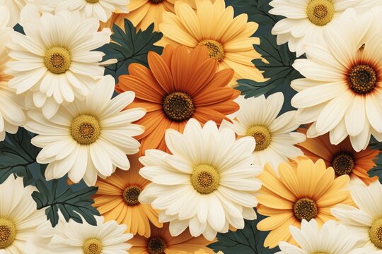 Daisy Delight: Charming Images of Blooming Daisies - Seamless Tile Background, Tiling Landscape, Tileable Image, Endless Repeating pattern