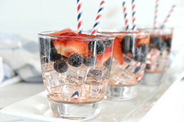 Red White & Blue cocktails - patriotic drinks with striped paper straws