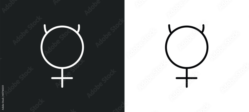 Poster mercury line icon in white and black colors. mercury flat vector icon from mercury collection for we
