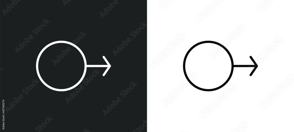 Poster mars line icon in white and black colors. mars flat vector icon from mars collection for web, mobile