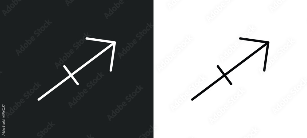 Poster sagittarius line icon in white and black colors. sagittarius flat vector icon from sagittarius colle