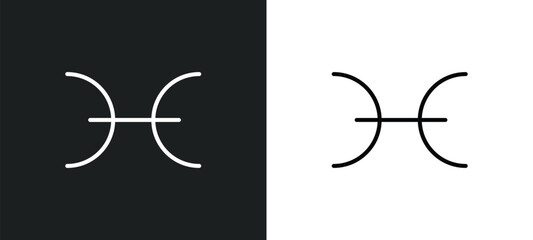 pisces line icon in white and black colors. pisces flat vector icon from pisces collection for web, mobile apps and ui.