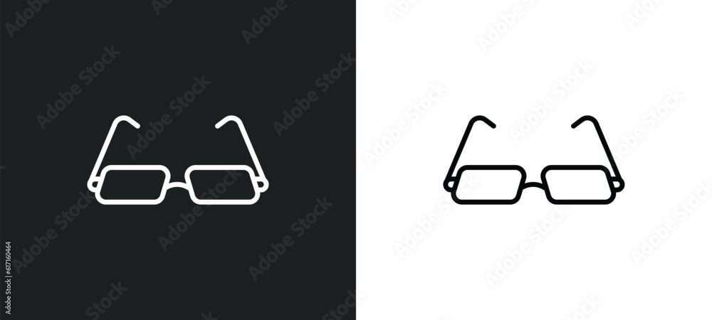 Poster reading eyeglasses line icon in white and black colors. reading eyeglasses flat vector icon from rea