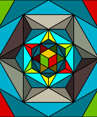 Colorful mosaic hexagram geometric background - 617160447