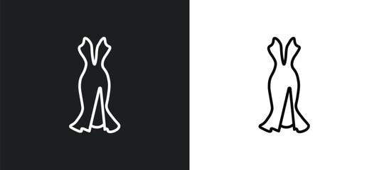 sexy female dress line icon in white and black colors. sexy female dress flat vector icon from sexy female dress collection for web, mobile apps and ui.