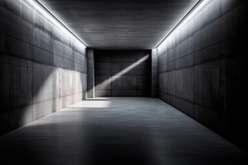 dimly lit hallway with a source of light from above