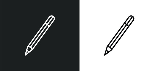 eyes makeup pencils line icon in white and black colors. eyes makeup pencils flat vector icon from eyes makeup pencils collection for web, mobile apps and ui.