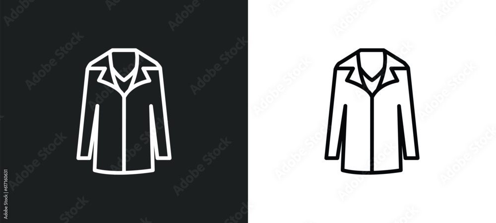 Poster coat line icon in white and black colors. coat flat vector icon from coat collection for web, mobile
