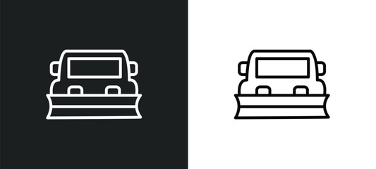 snowplow line icon in white and black colors. snowplow flat vector icon from snowplow collection for web, mobile apps and ui.