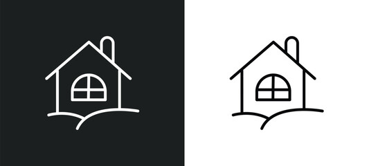 chalet line icon in white and black colors. chalet flat vector icon from chalet collection for web, mobile apps and ui.