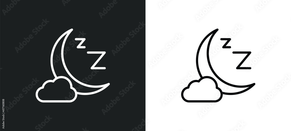 Wall mural zzz line icon in white and black colors. zzz flat vector icon from zzz collection for web, mobile ap - Wall murals