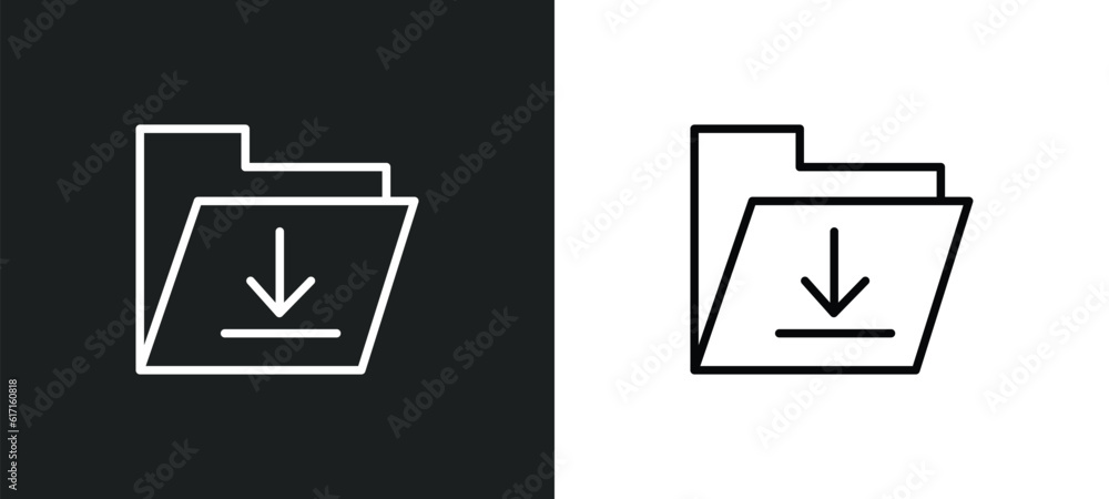 Poster upload file line icon in white and black colors. upload file flat vector icon from upload file colle