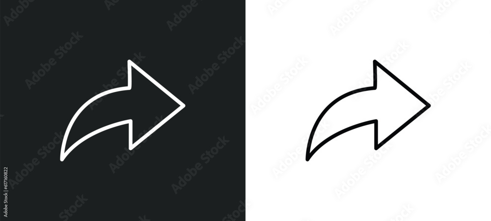 Poster forwarding line icon in white and black colors. forwarding flat vector icon from forwarding collecti