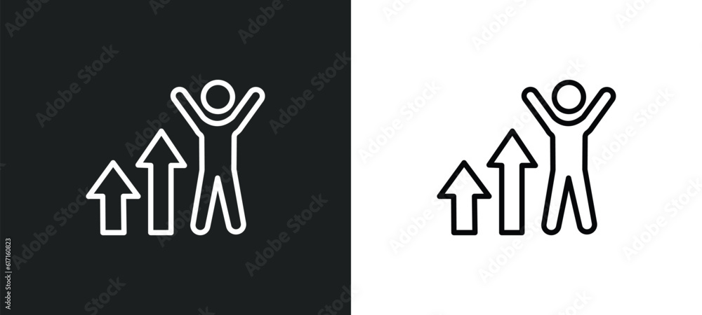 Poster improve line icon in white and black colors. improve flat vector icon from improve collection for we