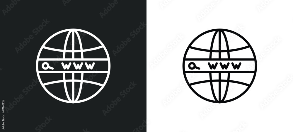 Aufkleber domains line icon in white and black colors. domains flat vector icon from domains collection for we