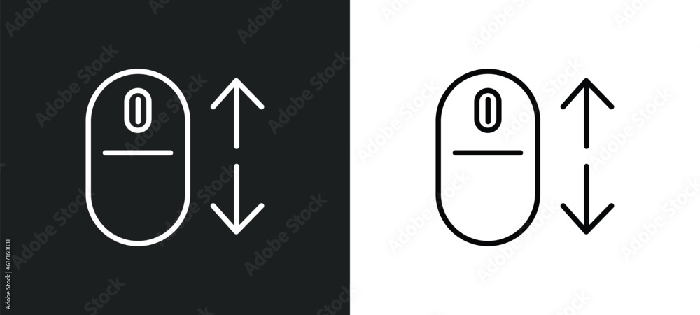Poster scrolling line icon in white and black colors. scrolling flat vector icon from scrolling collection 