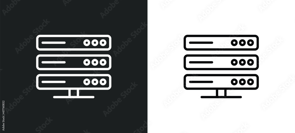Aufkleber dns line icon in white and black colors. dns flat vector icon from dns collection for web, mobile ap