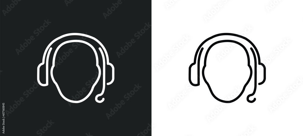 Poster tech support line icon in white and black colors. tech support flat vector icon from tech support co