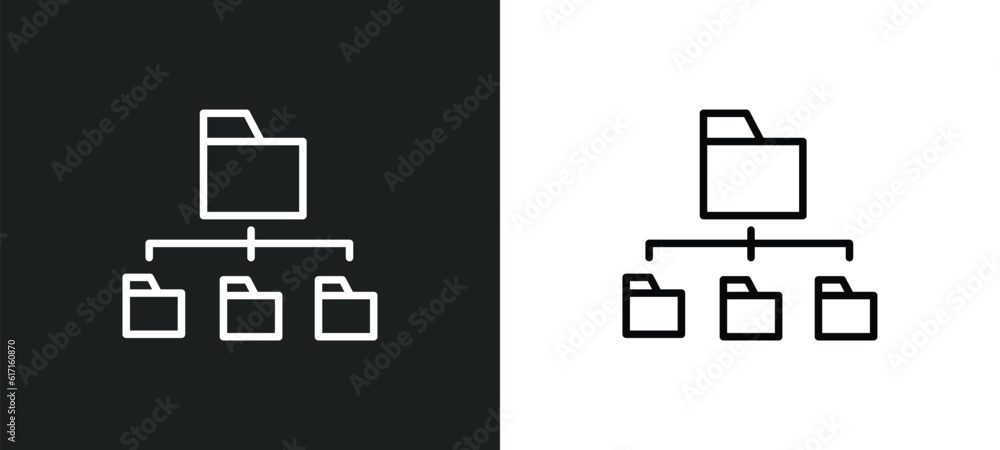Poster folder management line icon in white and black colors. folder management flat vector icon from folde