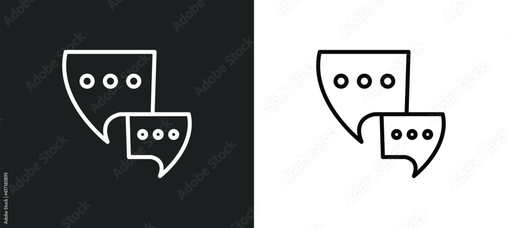 Poster communication tool line icon in white and black colors. communication tool flat vector icon from com
