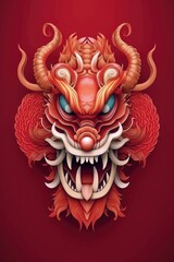 A red background with a Chinese dragon head. (Illustration, Generative AI)