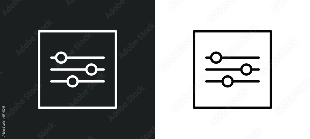 Poster on slider line icon in white and black colors. on slider flat vector icon from on slider collection 
