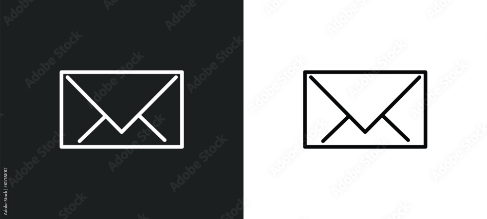 Poster message closed envelope line icon in white and black colors. message closed envelope flat vector ico