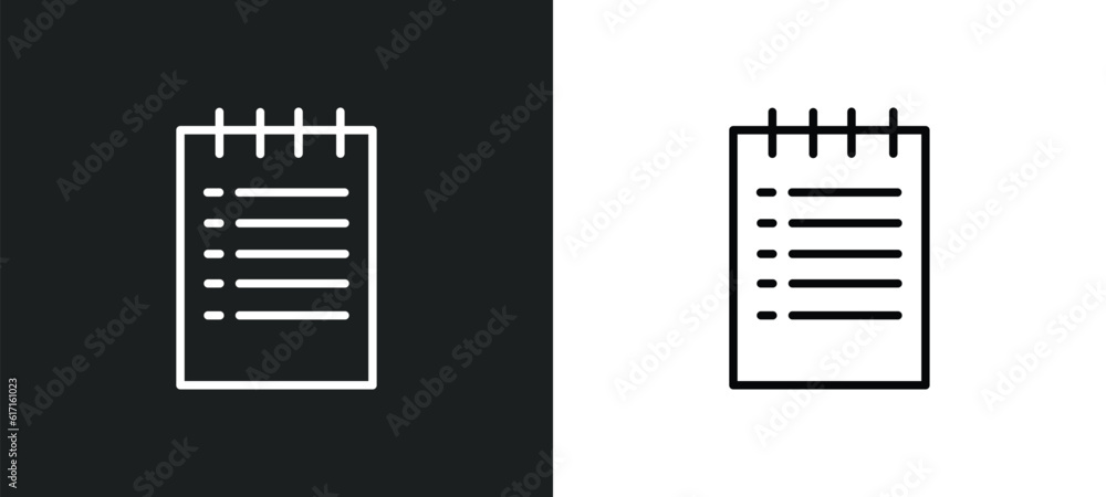 Poster create list button line icon in white and black colors. create list button flat vector icon from cre