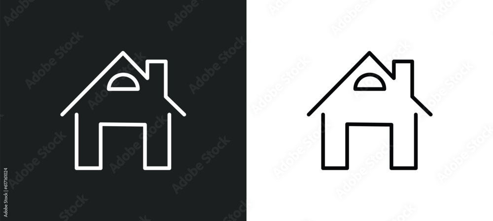 Poster home button line icon in white and black colors. home button flat vector icon from home button colle