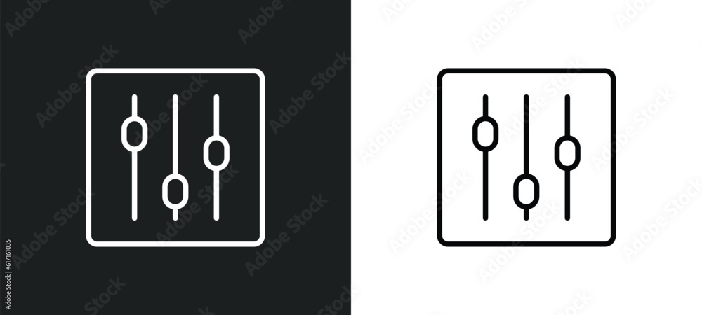 Poster slider line icon in white and black colors. slider flat vector icon from slider collection for web, 