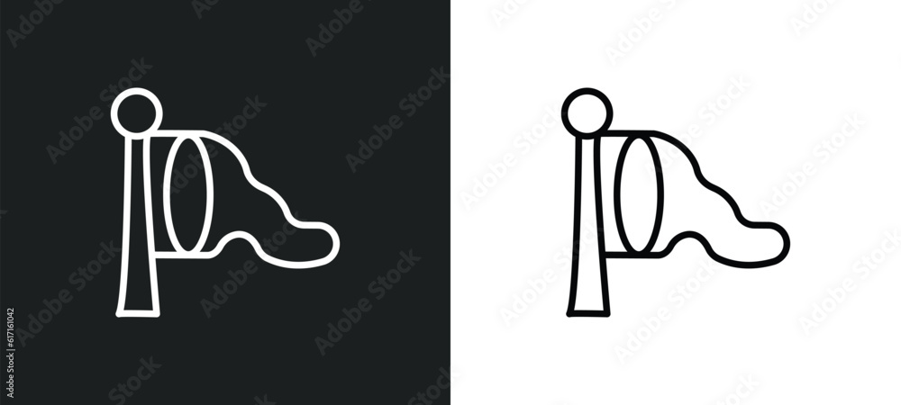 Poster windsock line icon in white and black colors. windsock flat vector icon from windsock collection for