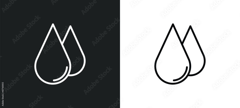 Poster water drop line icon in white and black colors. water drop flat vector icon from water drop collecti