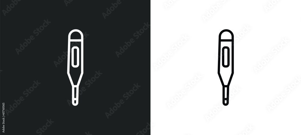 Poster thermometer line icon in white and black colors. thermometer flat vector icon from thermometer colle