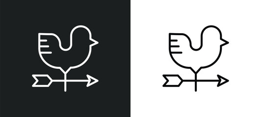 weathercock line icon in white and black colors. weathercock flat vector icon from weathercock collection for web, mobile apps and ui.