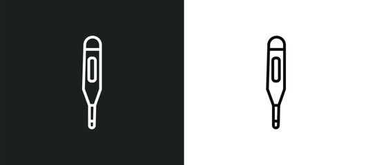 thermometer line icon in white and black colors. thermometer flat vector icon from thermometer collection for web, mobile apps and ui.