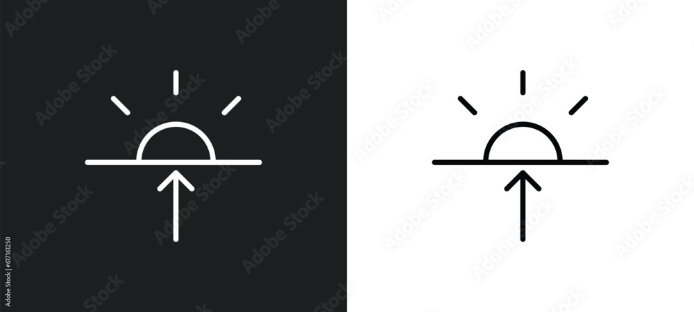 Aufkleber dawn line icon in white and black colors. dawn flat vector icon from dawn collection for web, mobile