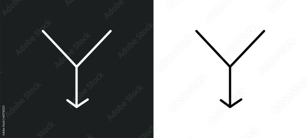 Aufkleber convergence line icon in white and black colors. convergence flat vector icon from convergence colle