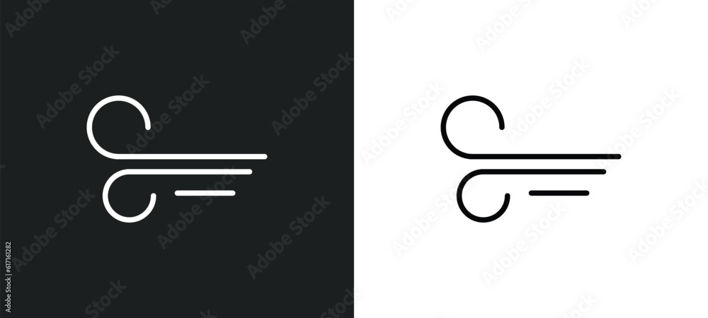 Poster breeze line icon in white and black colors. breeze flat vector icon from breeze collection for web, 
