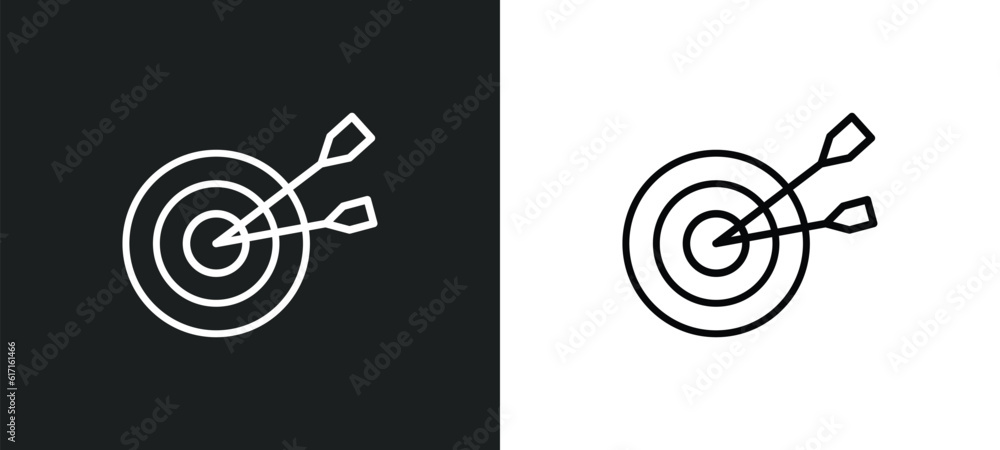 Poster objetive line icon in white and black colors. objetive flat vector icon from objetive collection for