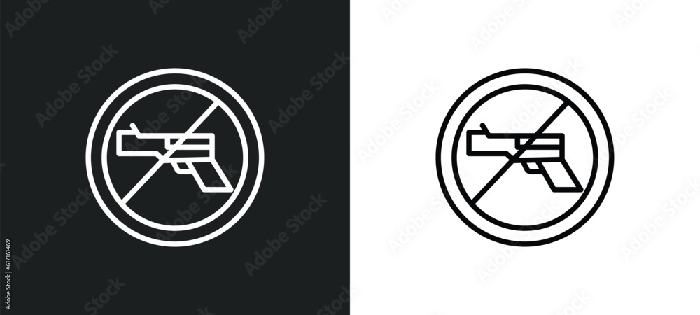 Poster no shooting line icon in white and black colors. no shooting flat vector icon from no shooting colle